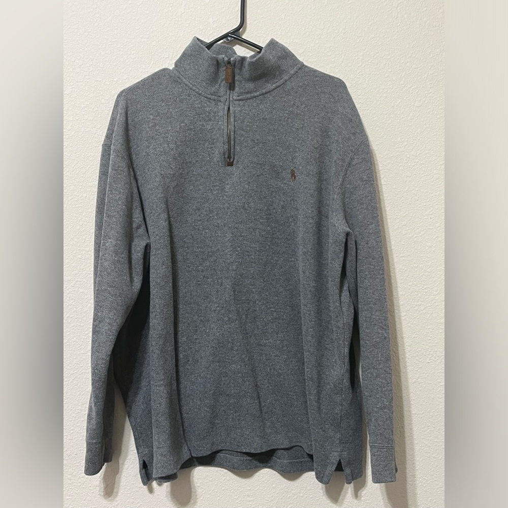 Polo by Ralph Lauren Grey Zip Up Sweater | High Neck, Relaxed Fit
